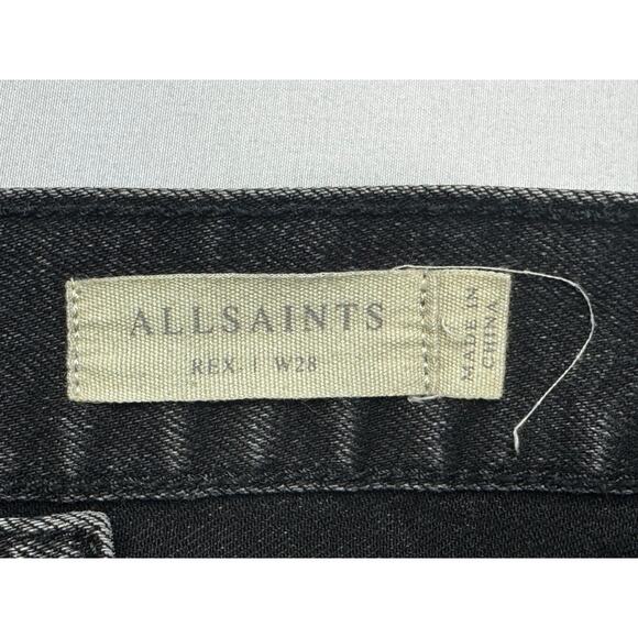 Allsaints Men's Rex Straight Slim Button Fly Black Denim Jeans - Sz 28 (29x31.5) - Picture 5 of 6